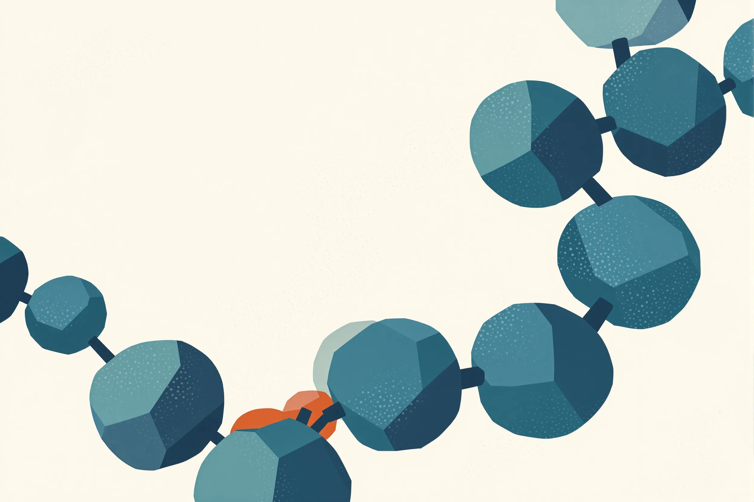 Abstract illustration of an acylated peptide molecular structure